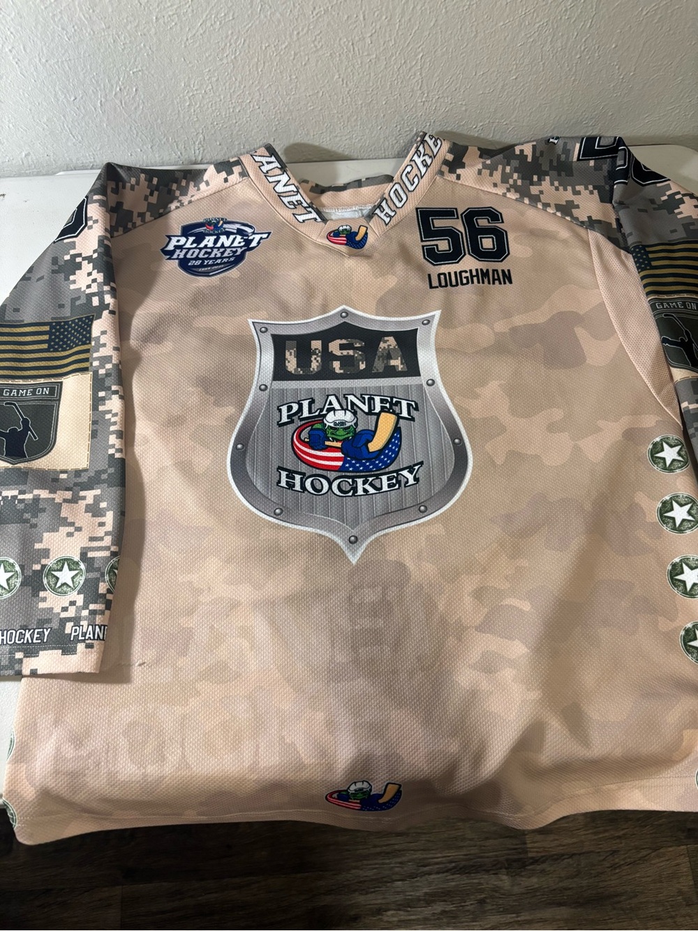 Source Unknown USA Planet Hockey Beige Camo Jersey